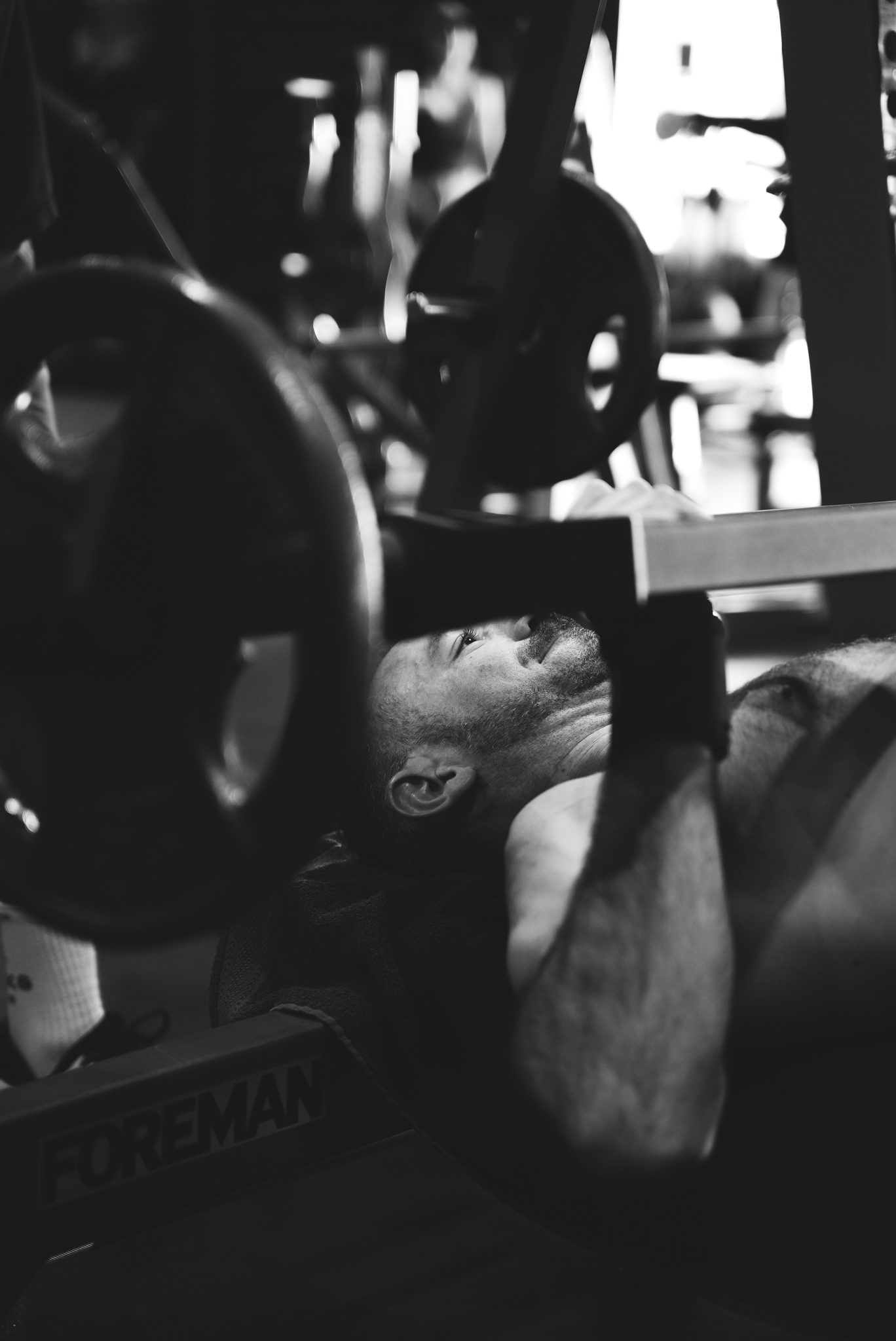 Barbell bench press under the rack at Legacy San Diego