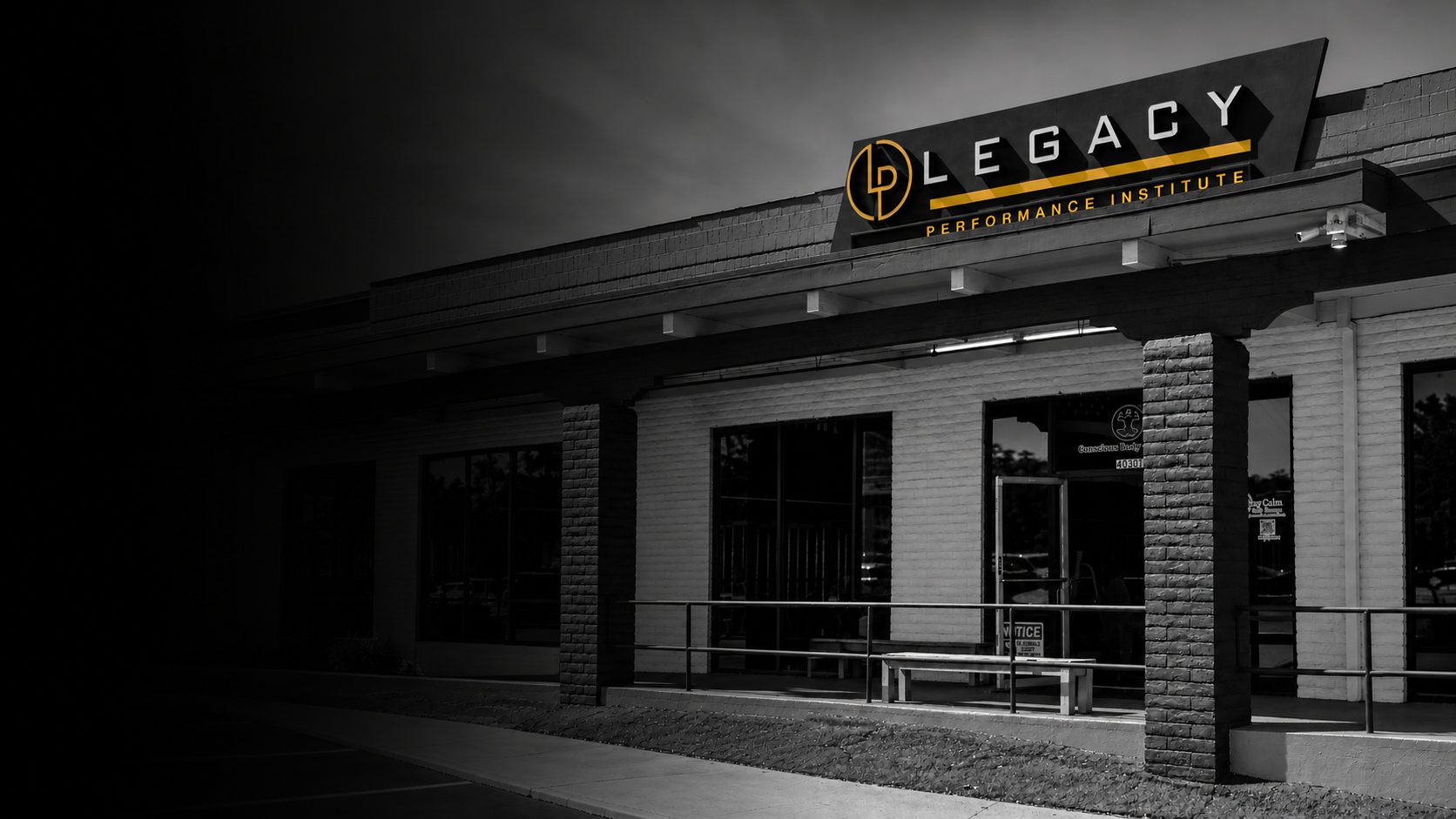 Legacy Performance Institute San Diego storefront at dusk